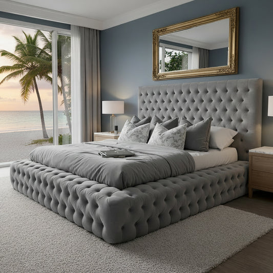 Chesterfield Plush Velvet Ambassador Bed, Multiple Colours UK made Choose your Option