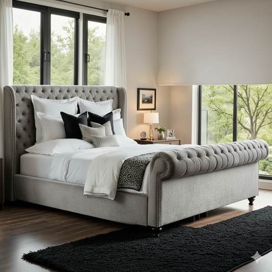 Luxury Chesterfield Royal Sleigh Bed Frame – Handcrafted in the UK