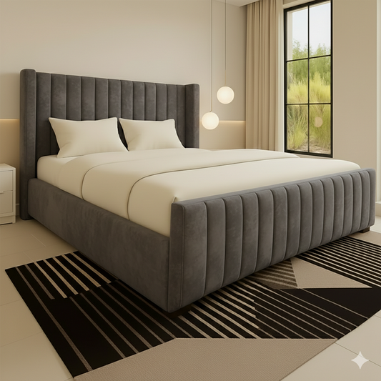 Luxury New York Style Winged Ottoman Bed, Plush Velvet, Divan Storage/Mattress Option – UK Made