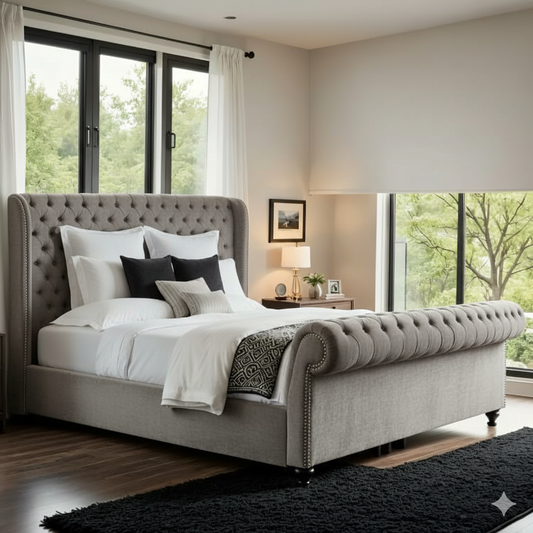 Luxury Chesterfield Royal Sleigh Bed Frame – Handcrafted in the UK