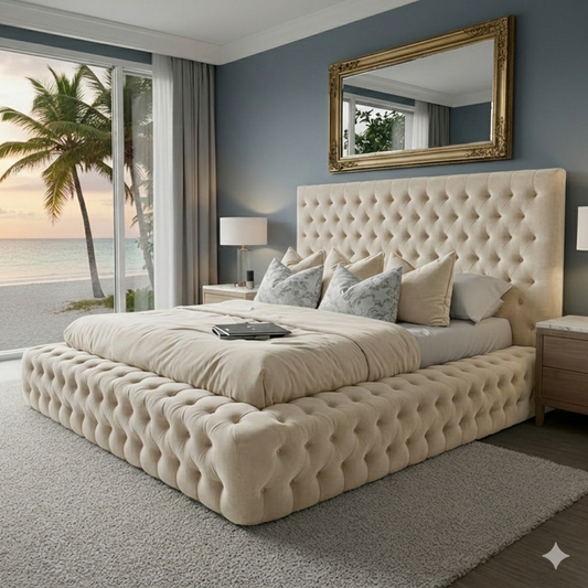 Chesterfield Plush Velvet Ambassador Bed, Multiple Colours UK made Choose your Option